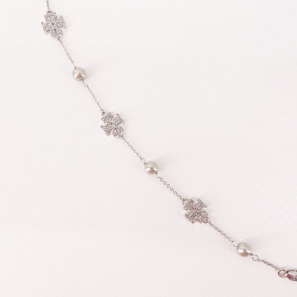 Tory Burch Gemstones and Pearl Bracelet Silver OS - Picture 2 of 16